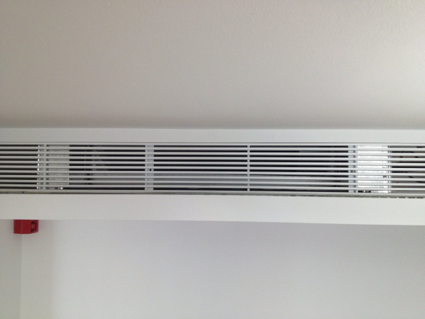 Bulkhead construction completed - showing a nice clean finish hiding away the Mitsubishi Slim indoor units